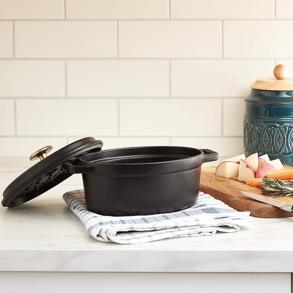Staub Cast Iron 1-Qt Oval Cocotte - Matte Black, Made in France2