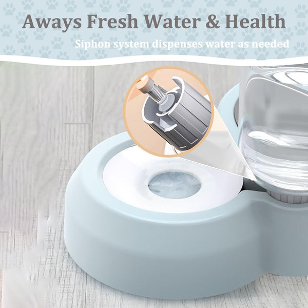 Double Dog Cat Bowls, Pets Food and Water Bowl Set with Silicone Mat | Pets Food and Water Bowl Set with Automatic Water Dispenser Stainless Steel Bowl, Gravity Feeder for Cats Small Dogs Puppies4