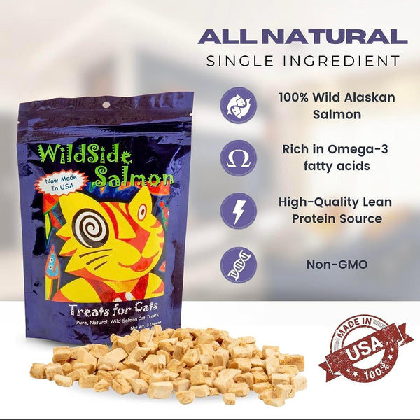 100% Wild Alaskan Salmon Freeze Dried Cat Treats - Healthy Training Treat - 3Oz (3 Pack)4
