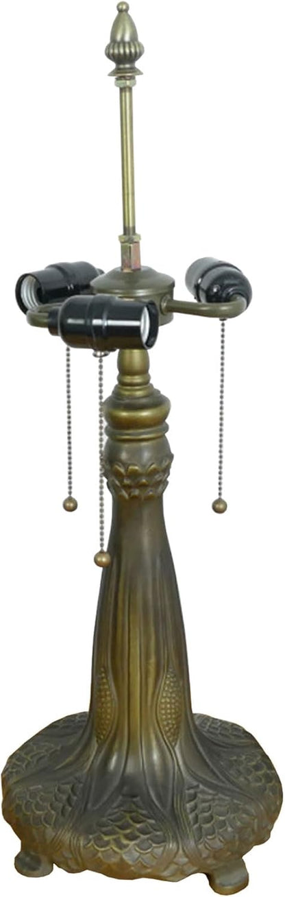 Table Lamp Base Replacement, Only for 20 Inch Tiffany Style Stained Glass Lampshade Pole Height 27 Inch Bronze Finished Alloy Desk Lights Base with 3 Lights1