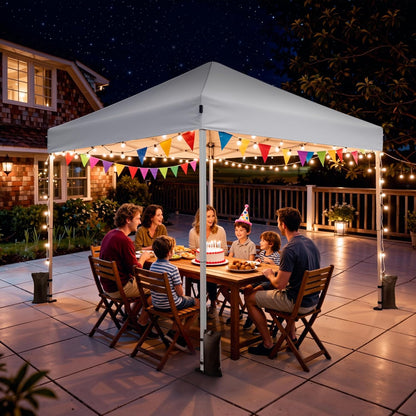 10X10 Pop up Canopy Tent with One-Push Center Lock,White | 3 Adjustable Heights, Carry Bag Included, Tents for Camping, Backyard, Beach, Parties and Outdoor Events6