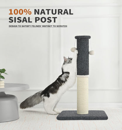 Made4Pets Tall Cat Scratching Post with Sisal & Carpet for Indoor Cats, 33" | Cat Scratcher with Wide Stable Base, Interactive Hanging Toys, Ideal for Adult Cats, Large Breeds and Full-Body Stretching8