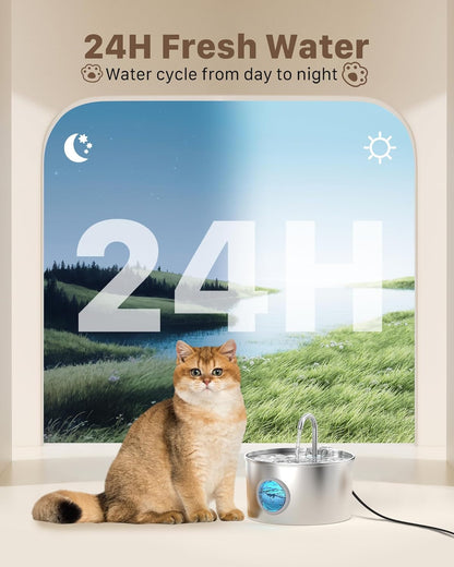 Cat Water Fountain Stainless Steel: 74Oz/2.2L Cat Fountain for Drinking - Pet Water Fountain for Cats inside - Quiet Cats Water Bowl Dispenser - Kitty Drinking Fountains - for Pets& Small Animals3