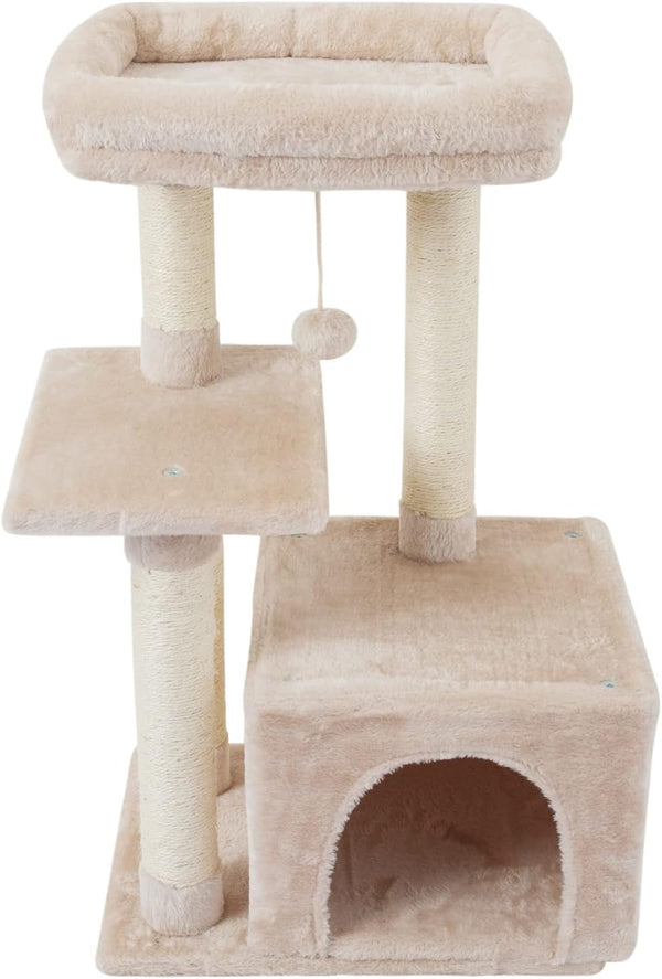 Cute Cat Tree Kitten Cat Tower Condo Cat Furniture Sisal Scratching Posts B | FISH&NAP for Indoor Jump Platform Activity Center Play House Beige1