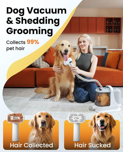 Oneisall Dog Grooming Vacuum Kits with Clipper | Exatra Large 3L Dust Cup,13Kpa 3 Suction,Clipper,Nail Grinder & Shedding Brush 7 in 1 Grooming Kits,Low Noise,Bm34