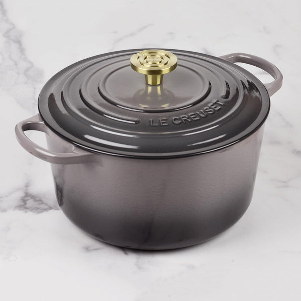 Le Creuset Signature 6.5-Quart Deep round Dutch Oven with Light Gold Crucible Knob - Enameled Cast Iron (Oyster)7