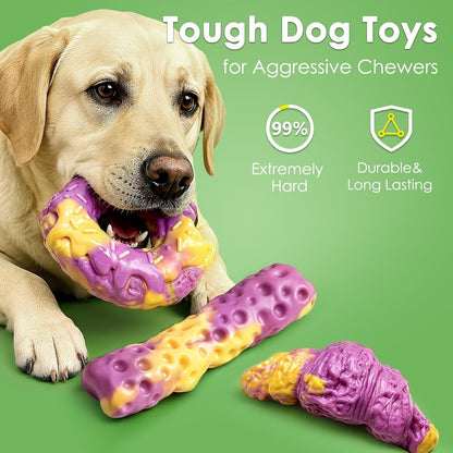 Fuufome Dog Toys for Aggressive Chewers: Dog Chew Toys for Medium Large Dog | Long Lasting Dog Chews | Tough Nylon Bone | Teeth Cleaning Care | Keep Dog Busy | Inevitable Milk Flavor | 3 Pack Set3