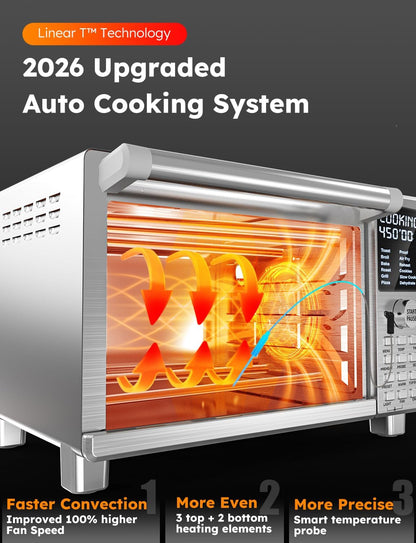 Bravo XL Pro Air Fryer Toaster Oven, Improved 100% Super Convection | Quicker & Crispier Results, 100 Presets, Multi-Layer Even Cooking, 50-500F, Smart Probe, PFAS Free, 30QT, Stainless Steel3