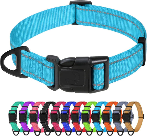 Tagme Small Dog Collar, Reflective Puppy Collar, Sky Blue, 3/8" Width | Lightweight, Nylon Collar for Puppies, Chihuahua, Yorkie & Teacup Dogs 5-15 Lbs, Reflective for Evening Walks, 12 Colors15
