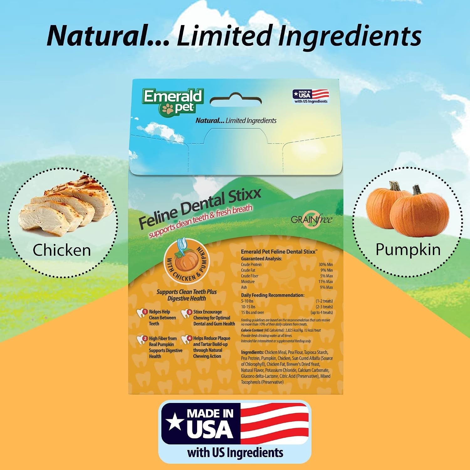 emerald-pet-grain-free-chicken-cat-dental-treats-crunchy-dental-sticks-for-cats-to-clean-teeth-reduce-plaque-tartar-freshen-breath-pumpkin-for-digestive-health-natural-cat-chews-3-6-oz