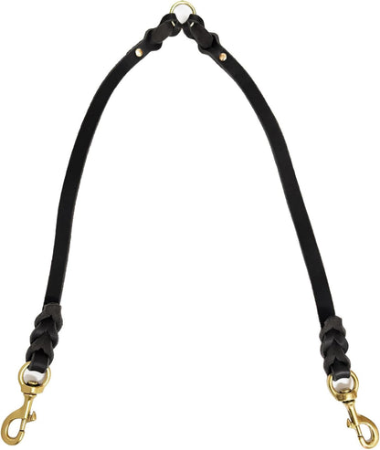 Genuine Leather Braided Coupler for Dog Leash,Leather Dog Leash for Walking Two Dogs, Multipurpose, Can Be Used as Safety Seatbelt Leash in Car, Backup Clip for Dog Harness8