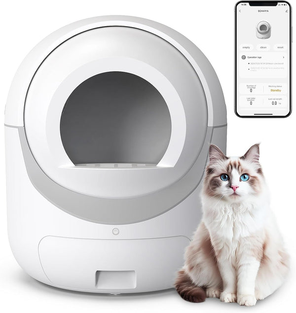 Self Cleaning Cat Litter Box, Automatic Cat Litter Box with APP Control Odor Removal Safety Protection for Multiple Cats, with Garbage Bags1