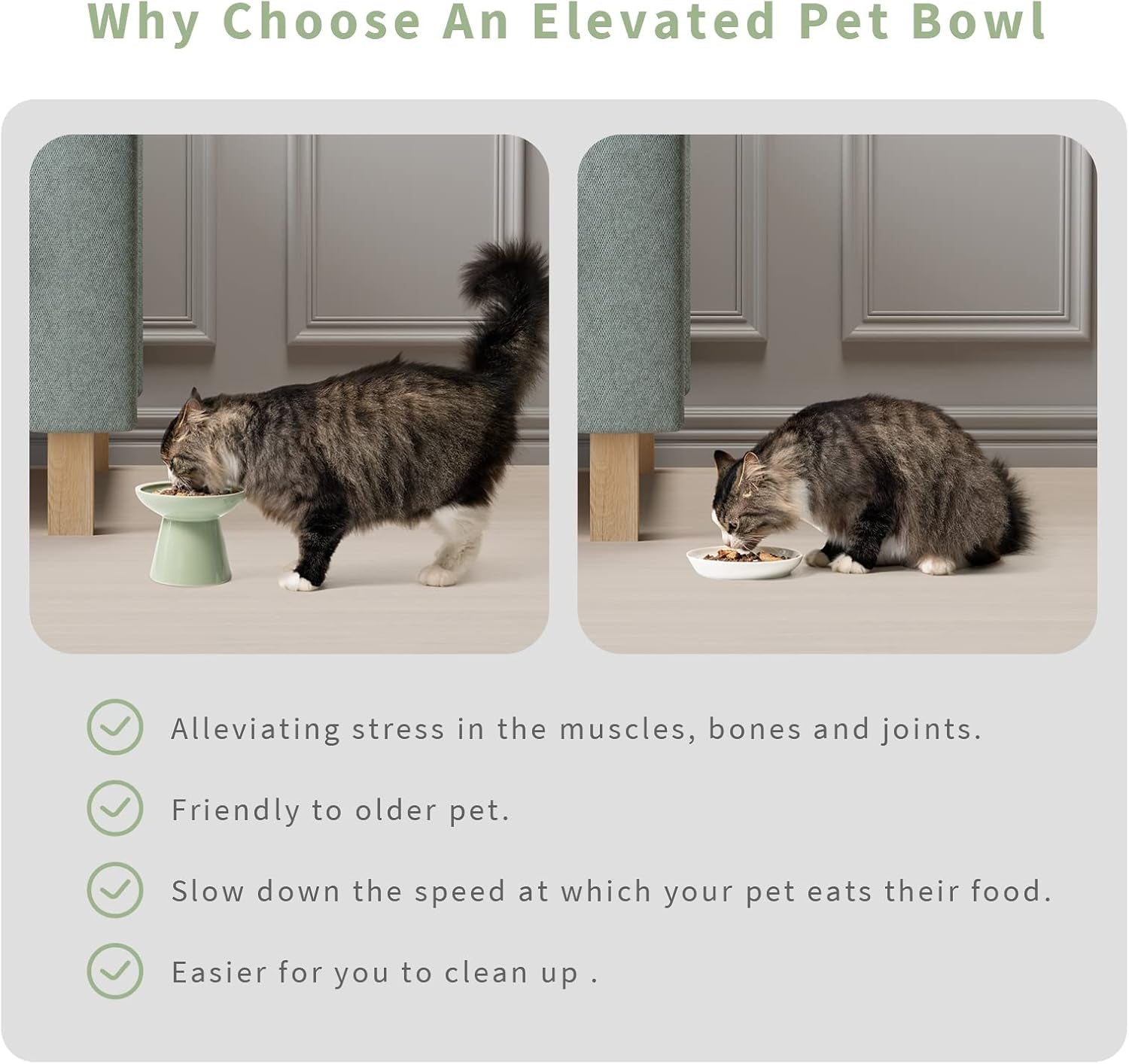 ceefu-2-pack-elevated-ceramic-cat-bowls-extra-wide-for-food-water-anti-vomiting-whisker-friendly-shallow-food-dish-and-deep-water-bowl-lead-cadmium-free-raised-height-for-cats-sage-green