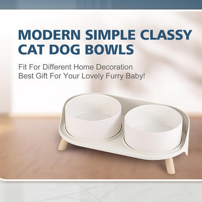 Elevated Ceramic Dog Bowl Set - Double Dog Feeding Bowls with Stand Splash Proof - Raised Dishes for Food and Water - Ideal for Small to Medium Dogs - 2 X 720 Ml - 11.3 Oz - White6