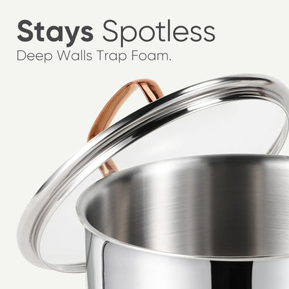 8 Qt Tri-Ply Stainless Steel Stockpot, Non-Toxic Stock Pot with Lid, Soup Pot for Pasta, Even Heating, Oven Safe, Induction, Ceramic and Gas Cooktops Compatible, Sliver, Mothers Day Gifts4