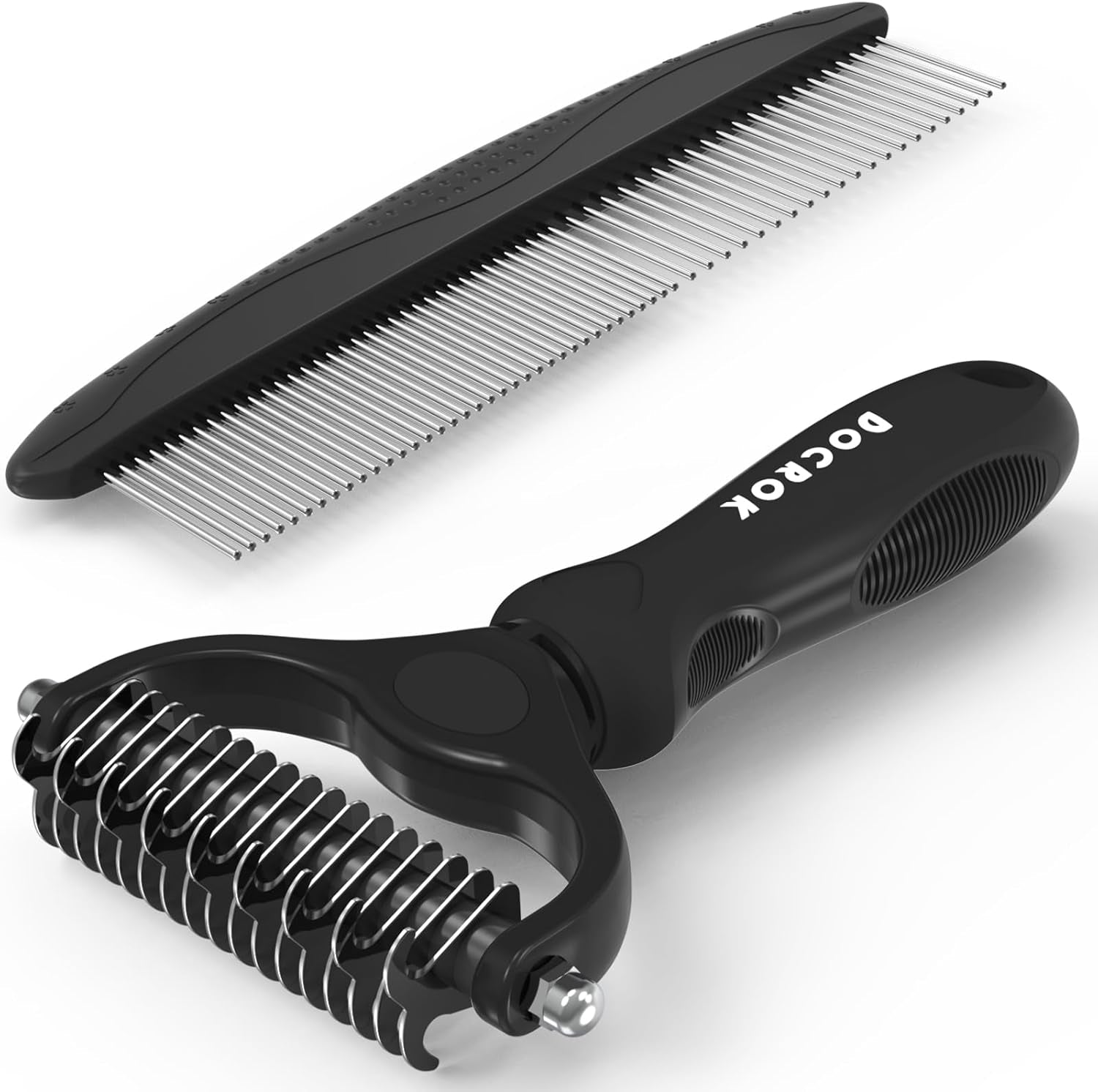 docrok-pet-grooming-combo-blue-deshedding-brush-with-metal-comb-for-detangling-and-dematting-long-matted-fur-on-cats-and-dogs