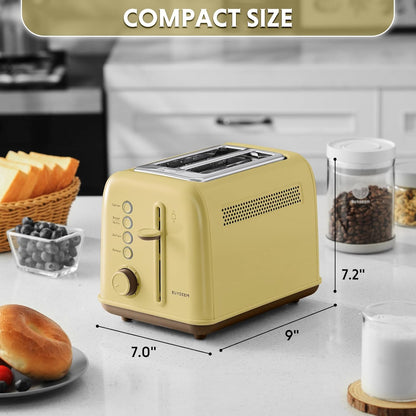 DT620 2-Slice Toaster, 7 Shade Settings, 1.5" Wide Slots, Yellow | for Toast, Bagel & English Muffin, 6 Toasting Functions, Retro, Stainless Steel, High Lift Lever5