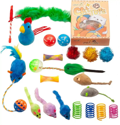 Fashion'S Talk Cat Toys, Kitty Variety Pack for Kitten Cats, 20 Count Plush, Teaser & Ball Catnip Mice Cat Spring4
