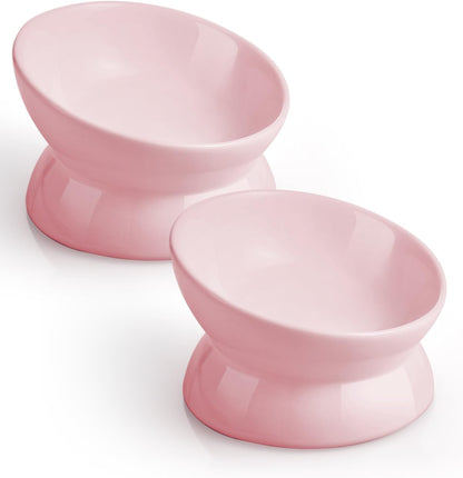 Loejan Elevated Cat Food Bowl, 5 Oz Ceramic Raised and Tilted Water Bowl, anti Vomiting and Protect Pets' Spines Dishes for Small Dog, Fat Faced Cat, Kitten (White, 1 Pack)8