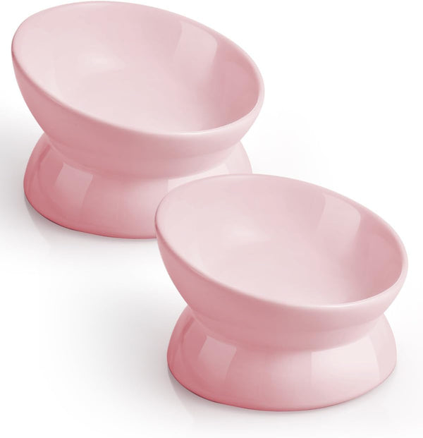 Loejan Elevated Cat Food Bowl, 5 Oz Ceramic Raised and Tilted Water Bowl, anti Vomiting and Protect Pets' Spines Dishes for Small Dog, Fat Faced Cat, Kitten (White, 1 Pack)8