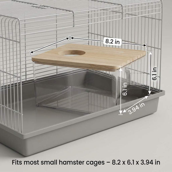 QWORK Hamster Sand Bath Box – Clear Acrylic Habitat Bath with Wooden Lid for Dwarf Hamsters, Digging & Grooming3