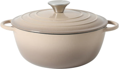 Addlestone 2.65 Qt Enameled Cast Iron Dutch Oven Pot with Lid – Round, Oven Safe to 500°F, Ideal for Bread Baking & Stews - Gradient Taupe1