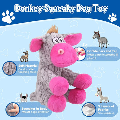 Loncoldy Plush Chew Toys for Large Dogs, Tough Crinkle Stuffed Animal Squeaky Interactive Toys for Small Medium Large Dogs, Keep Them Busy, Big Pet Toys2