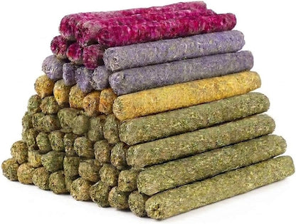 500G(≈92 Pcs) Natural Timothy & Alfalfa Hay Sticks - Dental Chew Treats for Rabbits, Guinea Pigs, Hamsters, Chinchillas, Healthy Teeth Grinding Snacks8