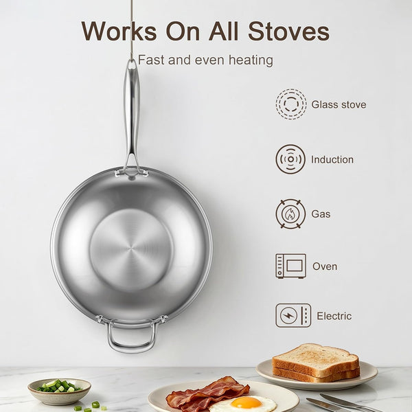 12.5-Inch Hybrid Stainless Steel Wok Pan with Lid, Laser-Textured Nonstick Stir Fry Pan, Pfoa-Free, Induction Compatible, Oven & Dishwasher Safe for All Cooktops4