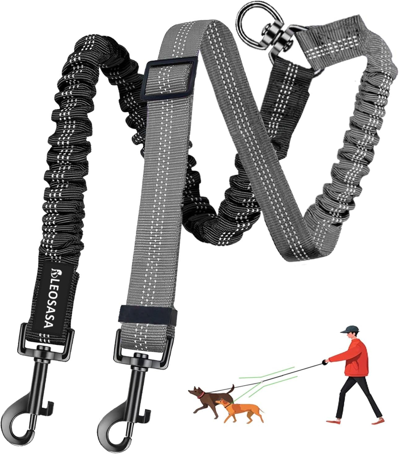 double-dog-leash-360-swivel-tangle-free-splitter-attachment-2-dogs-multi-functional-leashes-dual-rope-for-outdoor-walk-train-small-medium-large-two-pet-pink
