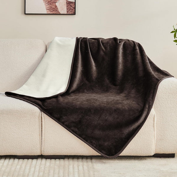 Waterproof Blanket 60"X80" for Adults, Reversible Waterproof Bed Cover for Dogs Cats Pets, Soft Leakproof Blanket for Bed Couch Sofa Furniture Protector, Dusty Pink/Off White14