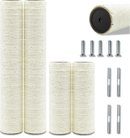 Cat Scratching Post Replacement Pole, 2 PCS 15.7In Cat Tree Replacement Post, Natural Sisal Cat Tree Replacement Parts with M8 Screws, Cat Scratch Post for Refurbishment (15.7In/40Cm)18