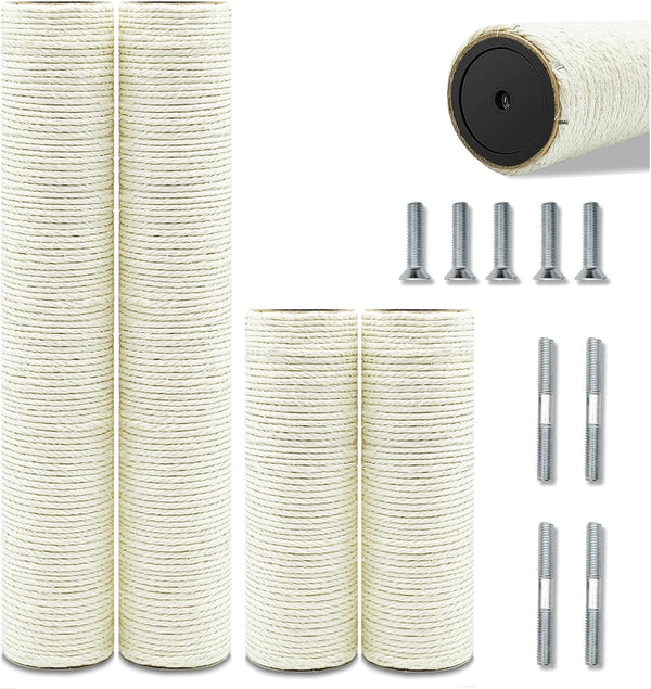 Cat Scratching Post Replacement Pole, 2 PCS 15.7In Cat Tree Replacement Post, Natural Sisal Cat Tree Replacement Parts with M8 Screws, Cat Scratch Post for Refurbishment (15.7In/40Cm)18