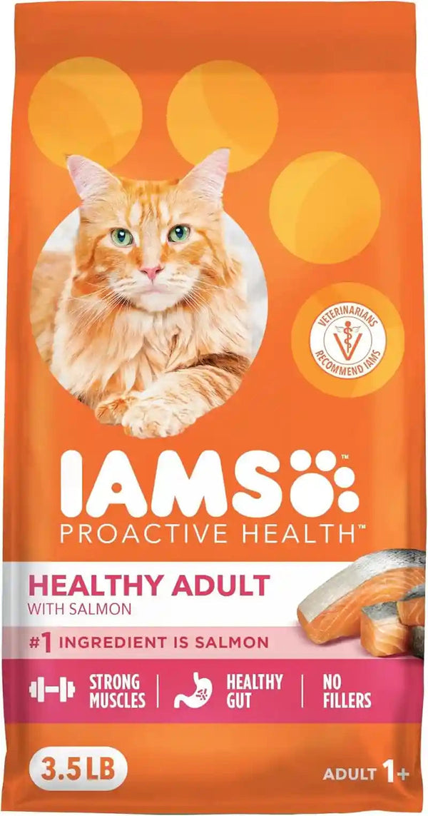 IAMS Proactive Health Healthy Adult Dry Cat Food, Salmon, 7 Lb | Veterinarian-Recommended, Real Salmon #1 Ingredient, Supports Muscle, Heart, Digestion, Skin & Teeth12
