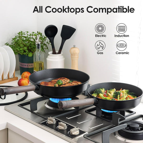 15Pcs Nonstick Cookware Set Pots and Pans Set Kitchen Cooking Frying Pans with Stay-Cool Handle, Dishwasher Safe, Induction Compatible, PFOA/PFOS Free, Black6