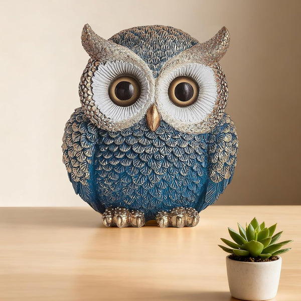 Owl Statue Home Decor, Owls Figurine for Bookshelf | Decorative Sculpture for Table, Bird Ornament for Desk, Ideal Decoration Gift for Birthday Christmas Anniversary1