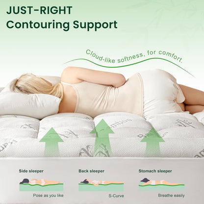 Twin XL Mattress Topper Viscose Derived from Bamboo, Thick Pillow Top Mattress Pad with Stretchable Pockets for 8"-20" Mattress, Soft Breathable Cooling Mattress Topper for Hot Sleepers3