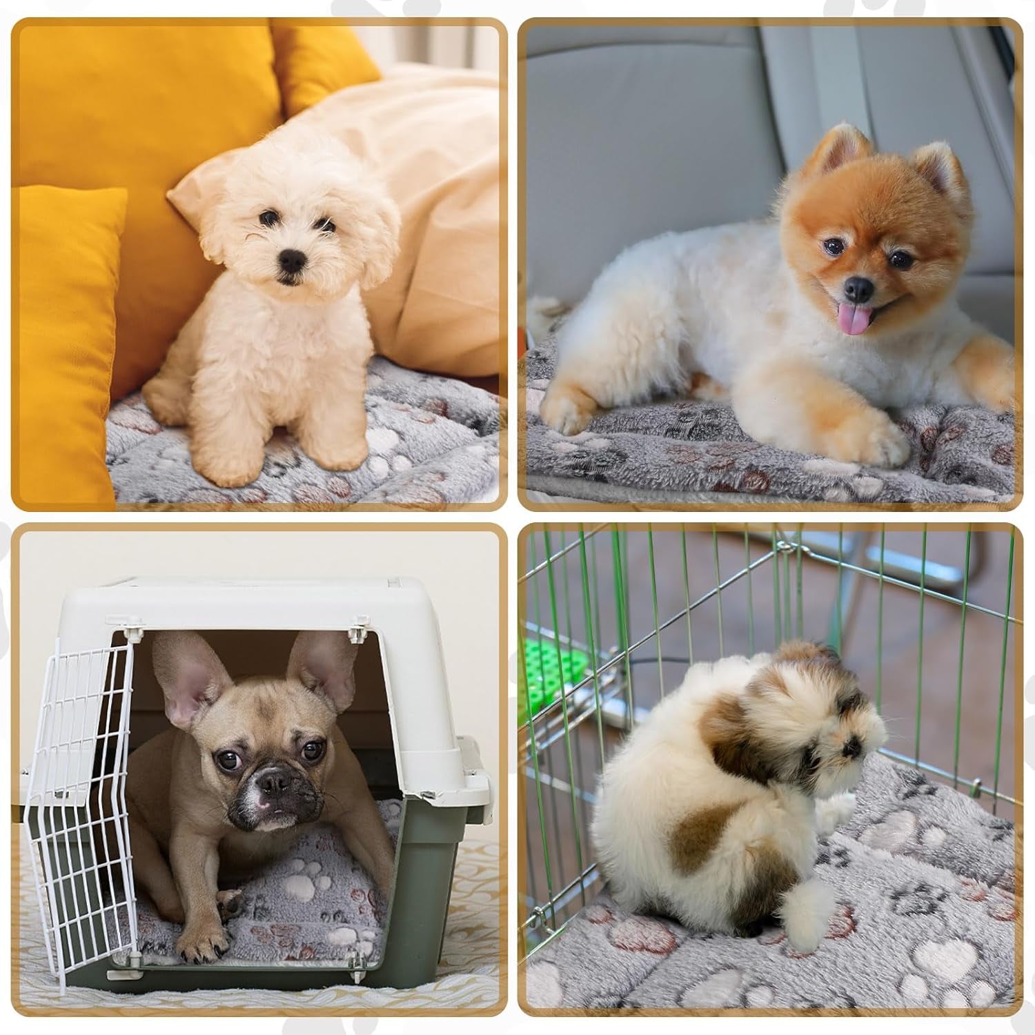 tuanse-4-pack-ultra-soft-dog-cat-bed-mat-small-animal-guinea-pig-bed-with-cute-print-reversible-fleece-dog-crate-kennel-pad-cozy-washable-thickened-hamster-pet-beds-mat13-x-19-inches-light-gray