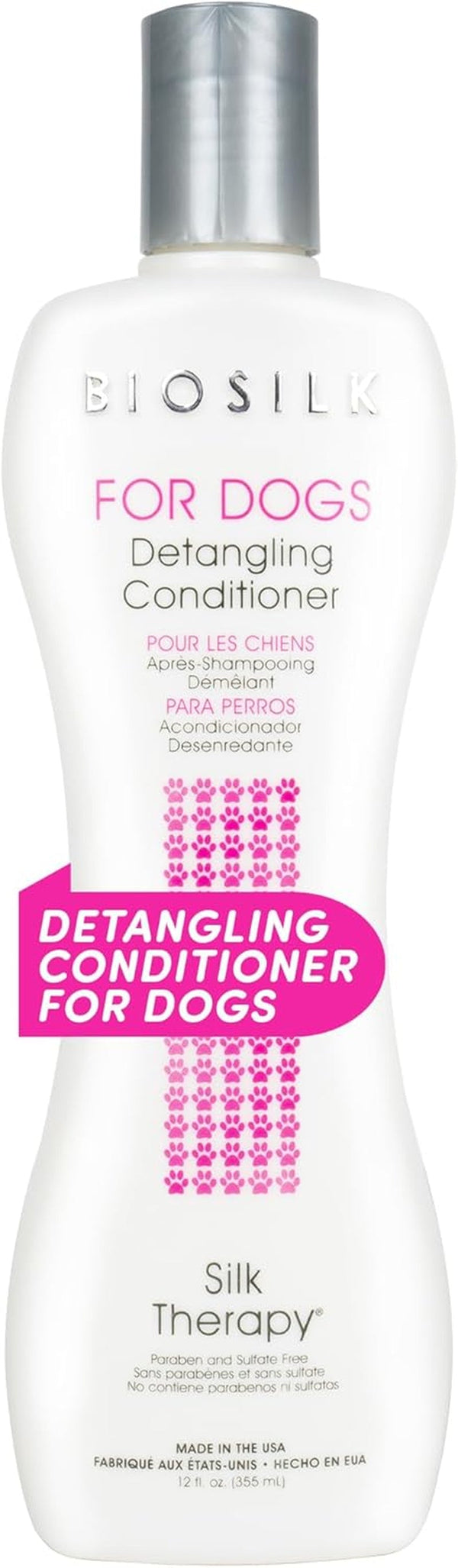 Biosilk for Dogs Silk Therapy Dog Detangling Conditioner, Dog Coat Conditioner to Help Smooth Knots and Tangles and Support Soft Manageable Coats during Routine Grooming, 12 Fl Oz | Smooths Knots and Tangles for Soft, Manageable Coats, Supports Routine Grooming and Brushing1