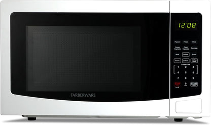 1.1 Cu. Ft. Countertop Microwave Oven – 1000 Watts Power, Auto Cook Settings, Defrost, Easy Clean and Child Safety Lock - White1