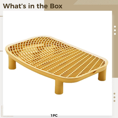 18.1 in Cat Litter Box Platform, Anti-Tracking Step, Yellow, Easy Clean3