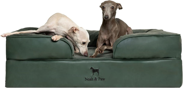 NOAH & PAW Large Dog Bed, 35X25X11 Inch, Orthopedic Dog Beds, Eggshell Memory Foam Infused with Cooling Gel, Inner Cover, Water Resistant, Machine Washable (Faux Leather)1