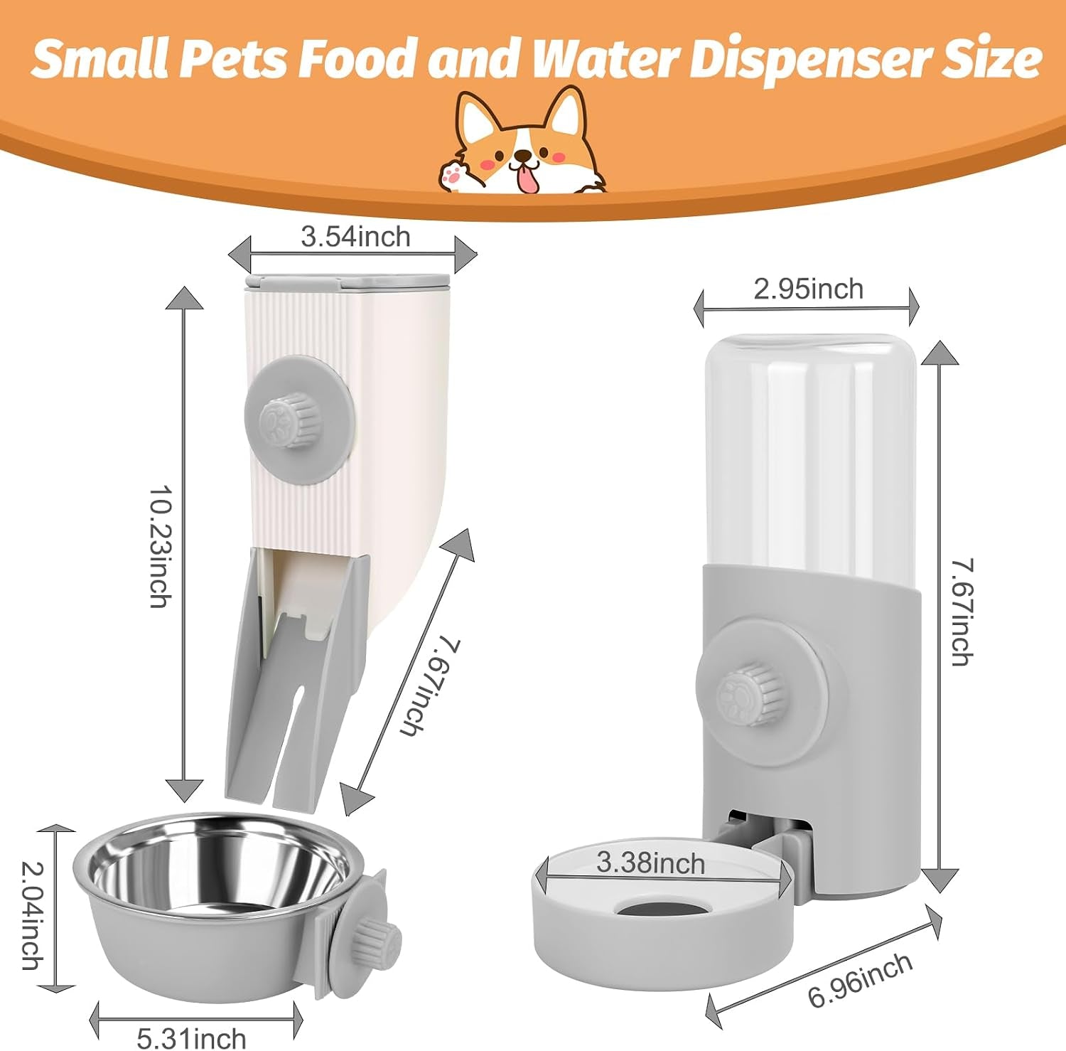 yummy-sam-hanging-cage-automatic-small-pet-food-bowl-water-bottle-dispenser-kennel-500ml-waterer-and-auto-gravity-pet-feeder-set-with-separate-food-bowl-crate-feeder-dish-for-puppy-cats-rabbit-grey