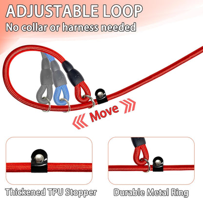 FOVRLZSE Upgraded Dog Slip Lead (3-Pack) Adjustable Nylon Lead for Dogs (Red/Black/Blue), Training Aid, Eco-Friendly Cotton Lining, Integrated Plastic Buckle,3