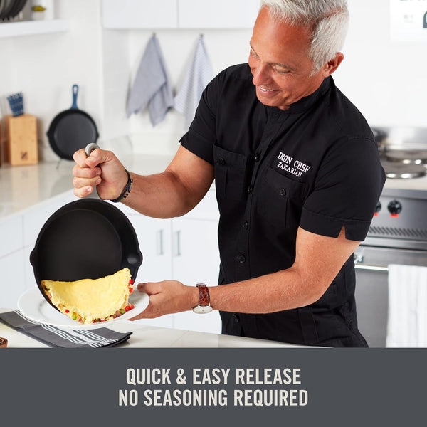 Zakarian by  14” Cast Iron Wok for Restaurant Quality Stir Fry, Seafood, Deep Frying, and Steaming - Black4