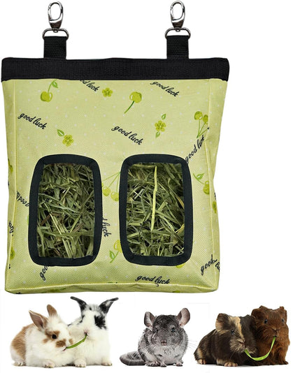 RIOUSSI Guinea Pig Hay Feeder, Hanging Rabbit Hay Feeder Bag. Blueflower | Upgraded Double Layer Fabric | Bite Resistant | Cleaner Hay & Less Mess | Small Animal Hay Holder for Bunnies & Chinchillas19