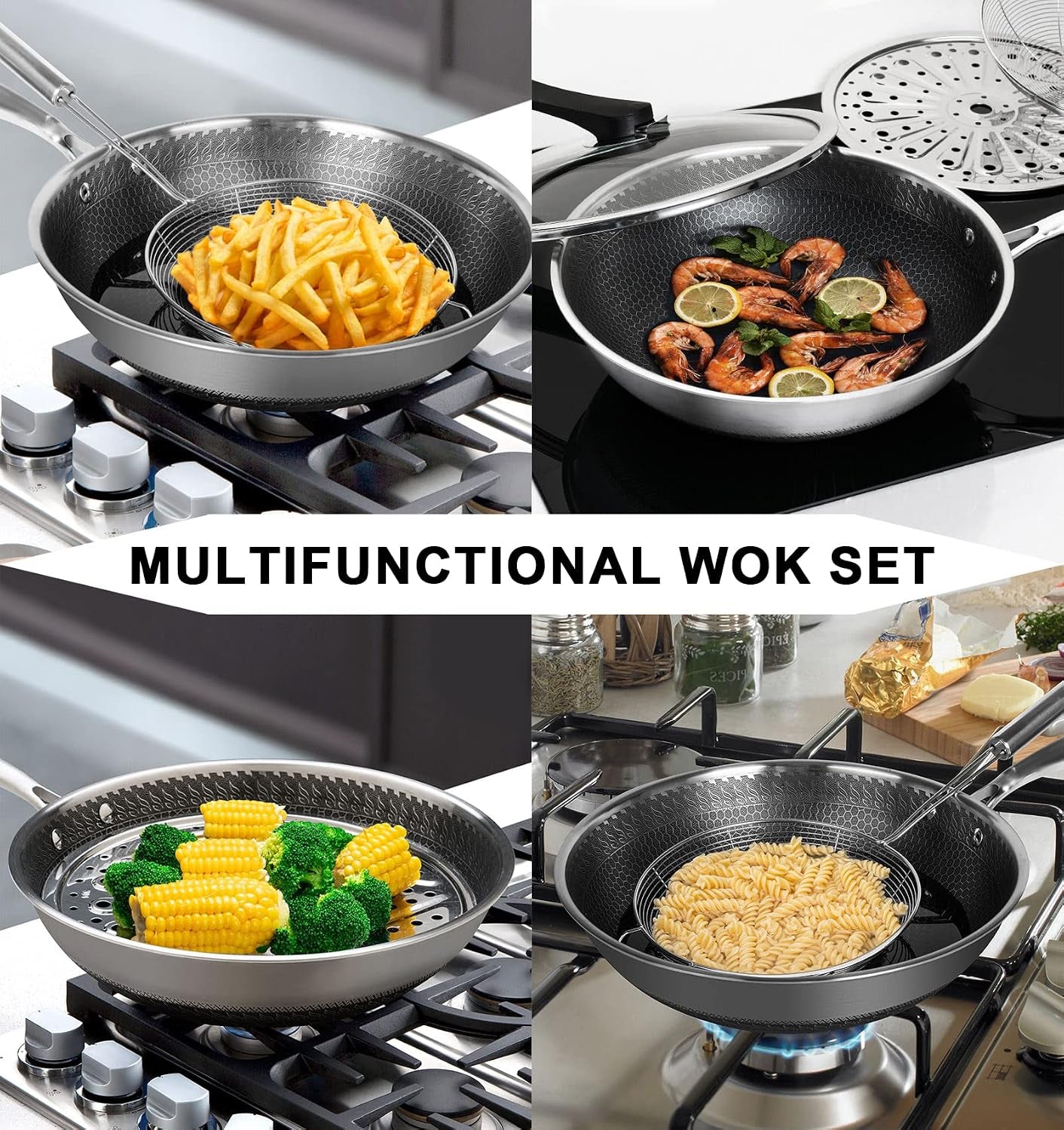 wok-pan-with-lid-12-inch-stainless-steel-wok-with-spider-strainer-and-steaming-rack-honeycomb-stir-fry-pans-flat-bottom-wok-induction-compatible-dishwasher-and-oven-safe