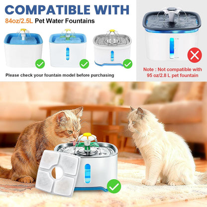 Cat Water Fountain Filter Replacement, 10 Pack Cat Fountain Filters Compatible with Square 84Oz/2.5L Automatic Pet Fountain Dog Water Dispenser, 3 Filtration System Replacement Pet Filters2