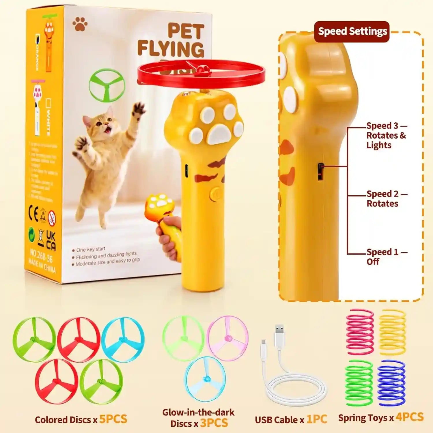 baborui-cat-toy-disc-launcher-rechargeable-interactive-cat-fetch-toy-launcher-with-8-flying-discs-flying-enrichment-toys-for-indoor-bored-kittens-adult-cats-yellow