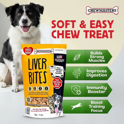Chewmasters 100% Pure Beef Liver Bites 17.6Oz Freeze Dried Cat & Dog Treats | All Natural High Protein Training Treats, Grain Free, Healthy Real Meat Flavor for All Life Stages, No Additives, Made in USA2